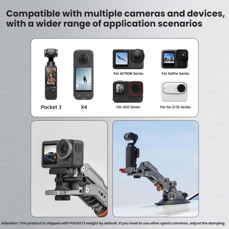 For DJI OSMO POCKET 3 BRDRC Car Suction Cup Expansion Fixed Clip Shock Absorber Bracket