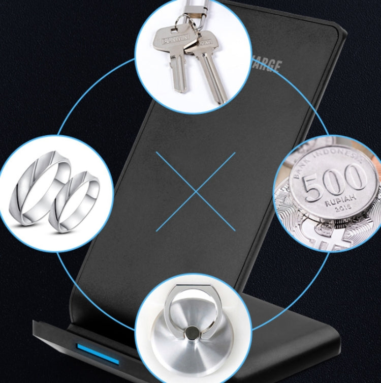 R2 10W Vertical Mobile Phone Wireless Charger Smart Fast Charge Charging Stand Desktop Stand, R2 (Black)