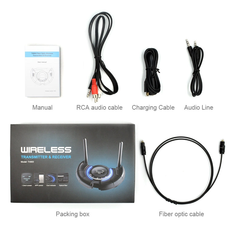 Adaptateur audio émetteur-récepteur Bluetooth 5.0 à fibre optique TX800 avec deux antennes et écran OLED