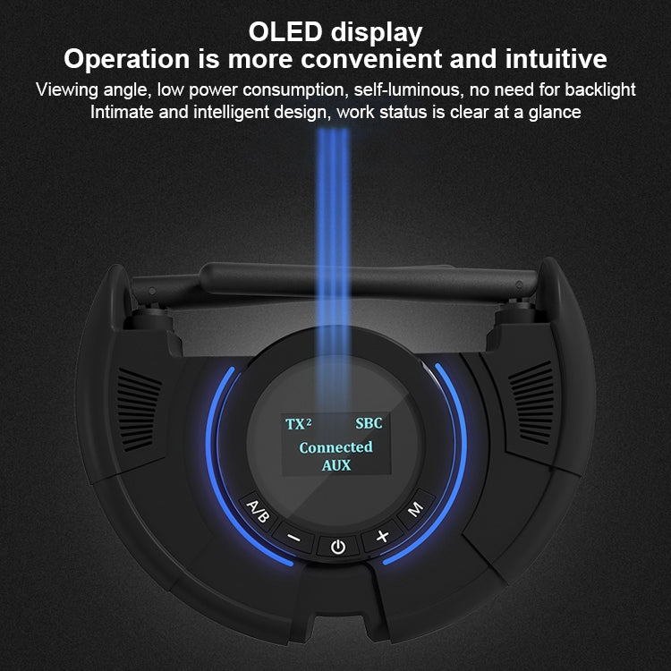 Adaptateur audio émetteur-récepteur Bluetooth 5.0 à fibre optique TX800 avec deux antennes et écran OLED
