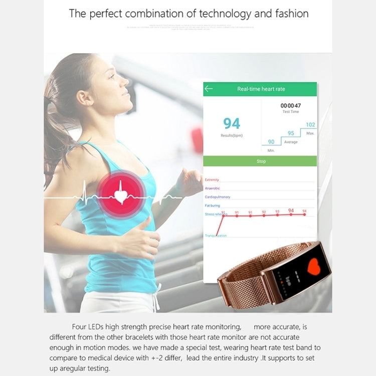 X3 0.96 inch Screen Display Steel Watch Band Bluetooth Smart Bracelet, IP68 Waterproof, Support Pedometer / Heart Rate Monitor / Sleep Monitor / Blood Pressure Monitor, Compatible with Android and iOS Phones, Steel Watch Band/Gold