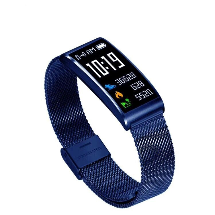X3 0.96 inch Screen Display Steel Watch Band Bluetooth Smart Bracelet, IP68 Waterproof, Support Pedometer / Heart Rate Monitor / Sleep Monitor / Blood Pressure Monitor, Compatible with Android and iOS Phones, Steel Watch Band/Gold