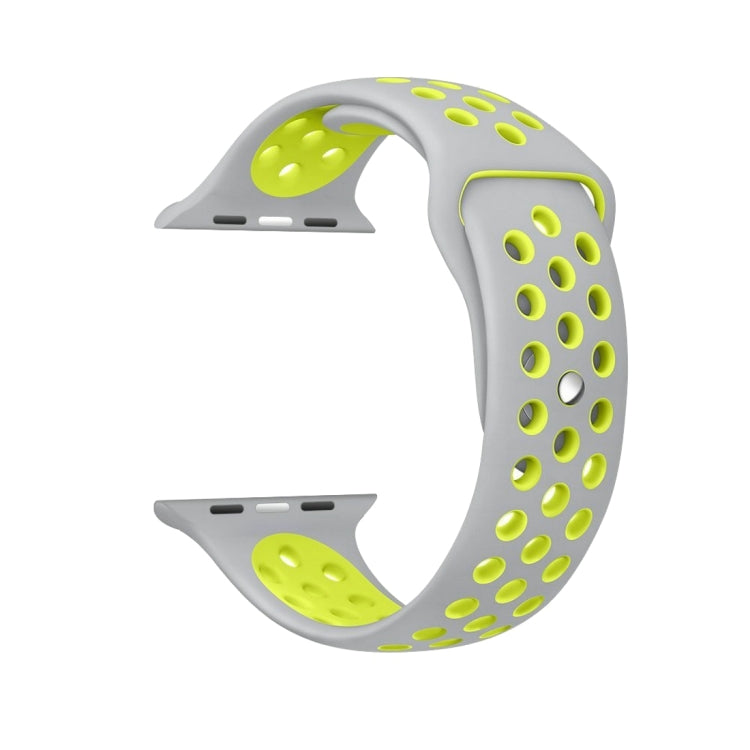 For Apple Watch Ultra 49mm&Watch Ultra 2 49mm / Series 10 46mm / 9&8&7 45mm / SE 3&SE 2&6&SE&5&4 44mm / 3&2&1 42mm Fashionable Classical Silicone Sport Watch Band(Grey Yellow), WA1231A, WA1231B, WA1231BG, WA1231BH, WA1231BL, WA1231BM, WA1231BR, WA1231B...