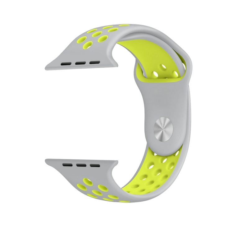 For Apple Watch Ultra 49mm&Watch Ultra 2 49mm / Series 10 46mm / 9&8&7 45mm / SE 3&SE 2&6&SE&5&4 44mm / 3&2&1 42mm Fashionable Classical Silicone Sport Watch Band(Grey Yellow), WA1231A, WA1231B, WA1231BG, WA1231BH, WA1231BL, WA1231BM, WA1231BR, WA1231B...