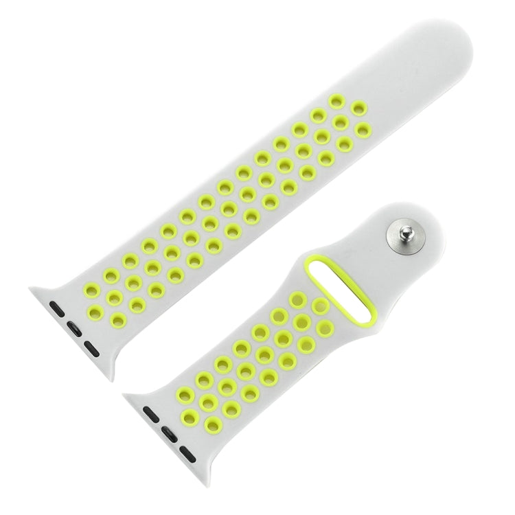 For Apple Watch Ultra 49mm&Watch Ultra 2 49mm / Series 10 46mm / 9&8&7 45mm / SE 3&SE 2&6&SE&5&4 44mm / 3&2&1 42mm Fashionable Classical Silicone Sport Watch Band(Grey Yellow), WA1231A, WA1231B, WA1231BG, WA1231BH, WA1231BL, WA1231BM, WA1231BR, WA1231B...