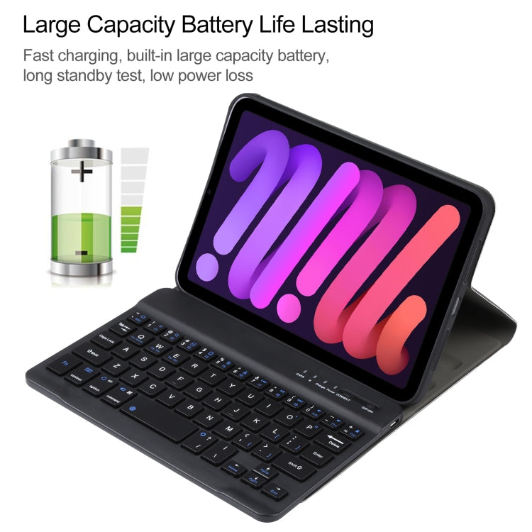 Étui en cuir TPU ultra-fin avec clavier Bluetooth amovible et support pour iPad mini 6/mini 7, A06