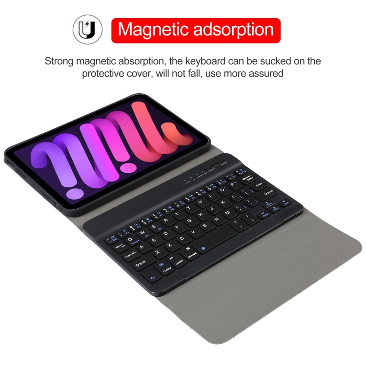Étui en cuir TPU ultra-fin avec clavier Bluetooth amovible et support pour iPad mini 6/mini 7, A06