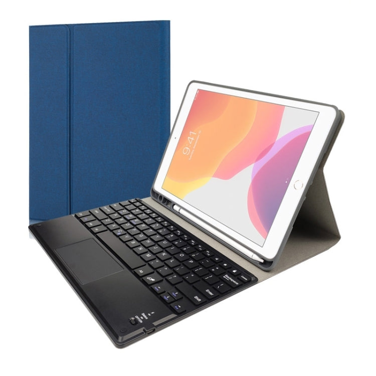 RK109C Detachable Magnetic Plastic Bluetooth Keyboard with Touchpad + Silk Pattern TPU Tablet Case for iPad Air 2020, with Pen Slot & Bracket, RK109C