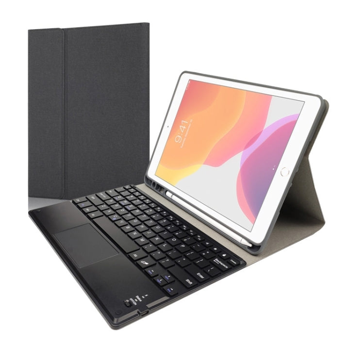 RK109C Detachable Magnetic Plastic Bluetooth Keyboard with Touchpad + Silk Pattern TPU Tablet Case for iPad Air 2020, with Pen Slot & Bracket, RK109C