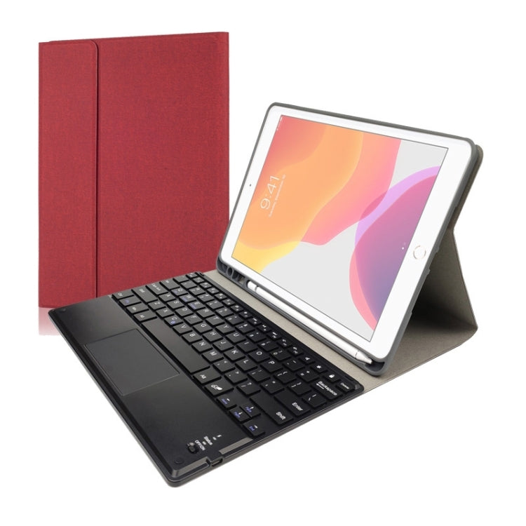RK508C Detachable Magnetic Plastic Bluetooth Keyboard with Touchpad + Silk Pattern TPU Tablet Case for iPad 9.7 inch, with Pen Slot & Bracket, RK508C