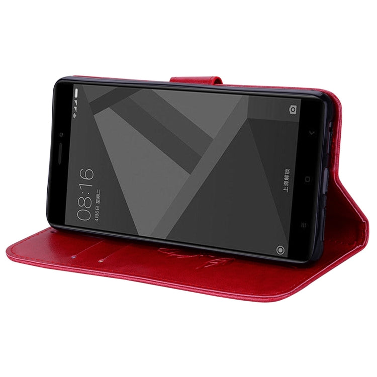Étui à rabat en cuir avec motif de fleurs pressées et support pour Xiaomi Redmi Note 4X, emplacements pour cartes et portefeuille