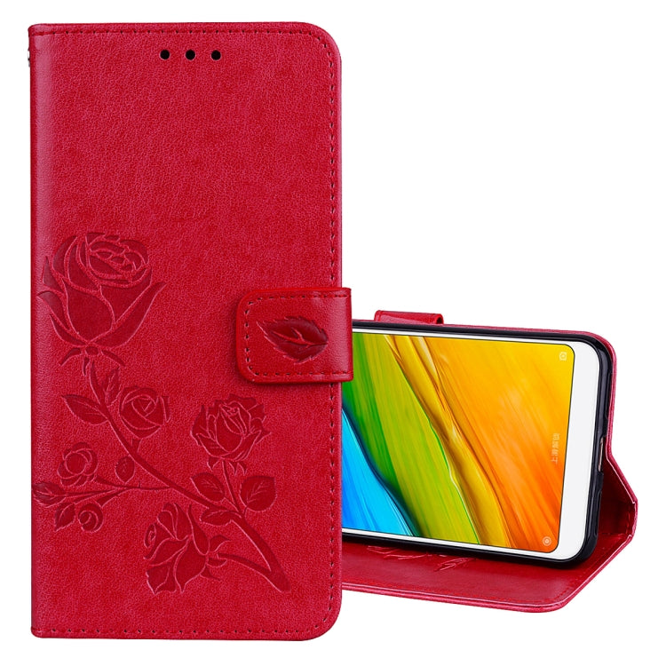 For Xiaomi Redmi 5 Plus Rose Embossed Horizontal Flip Environmental PU Leather Case with Holder & Card Slots & Wallet
