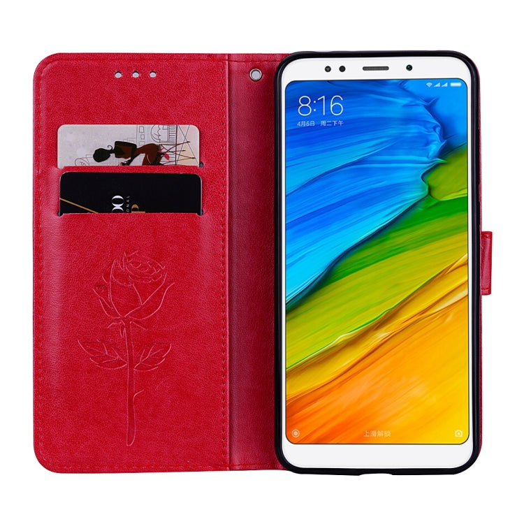 For Xiaomi Redmi 5 Plus Rose Embossed Horizontal Flip Environmental PU Leather Case with Holder & Card Slots & Wallet