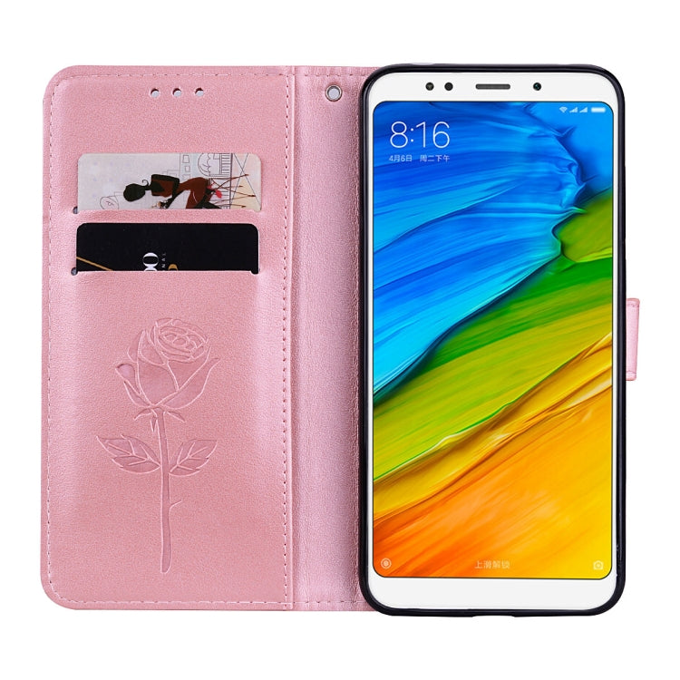 For Xiaomi Redmi 5 Rose Embossed Horizontal Flip Environmental PU Leather Case with Holder & Card Slots & Wallet