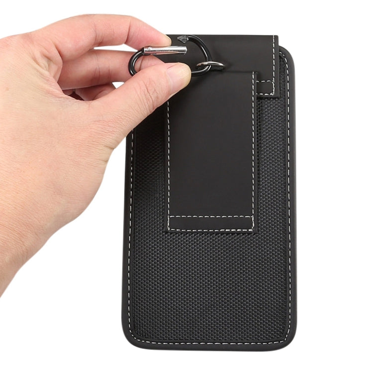 Universal Hanging Waist Oxford Cloth Case for 6.4-6.5 inch Mobile Phones, with Carabiner, 6.5 inch