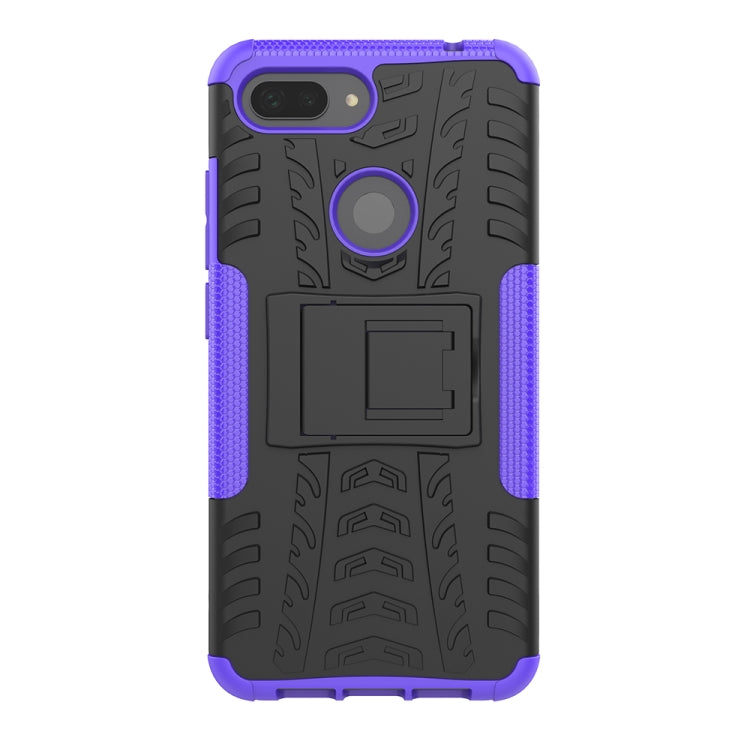 Shockproof  PC + TPU Tire Pattern Case for Xiaomi Mi 8 Lite, with Holder, For Xiaomi Mi 8 Lite