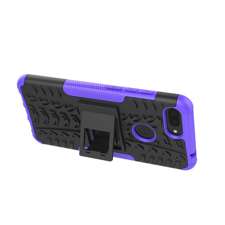 Shockproof  PC + TPU Tire Pattern Case for Xiaomi Mi 8 Lite, with Holder, For Xiaomi Mi 8 Lite