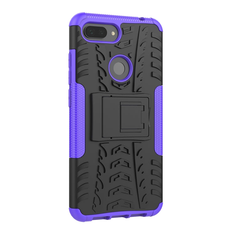 Shockproof  PC + TPU Tire Pattern Case for Xiaomi Mi 8 Lite, with Holder, For Xiaomi Mi 8 Lite