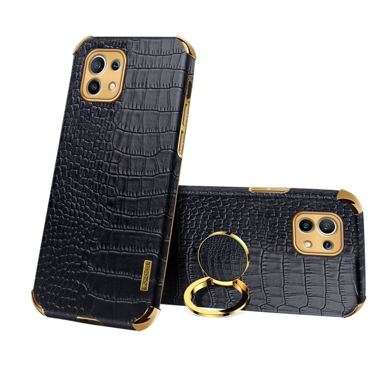 For Xiaomi Mi 11 6D Electroplated TPU Crocodile Pattern Magnetic Leather Case with Ring Holder, For Xiaomi Mi 11