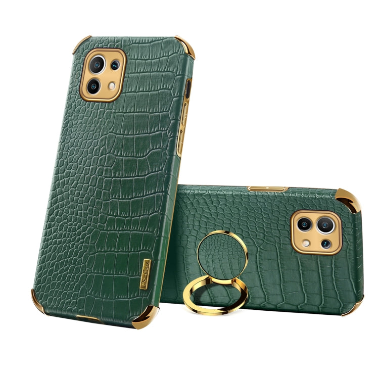 For Xiaomi Mi 11 6D Electroplated TPU Crocodile Pattern Magnetic Leather Case with Ring Holder, For Xiaomi Mi 11