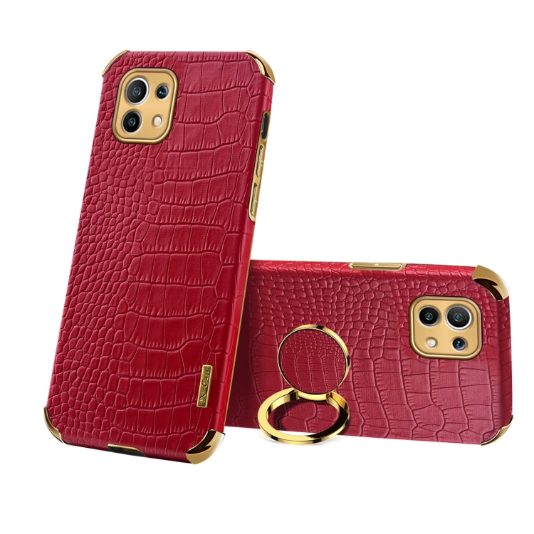 For Xiaomi Mi 11 6D Electroplated TPU Crocodile Pattern Magnetic Leather Case with Ring Holder, For Xiaomi Mi 11