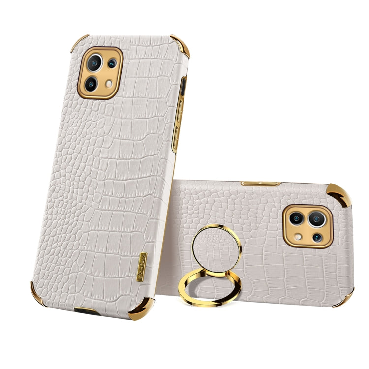 For Xiaomi Mi 11 6D Electroplated TPU Crocodile Pattern Magnetic Leather Case with Ring Holder, For Xiaomi Mi 11