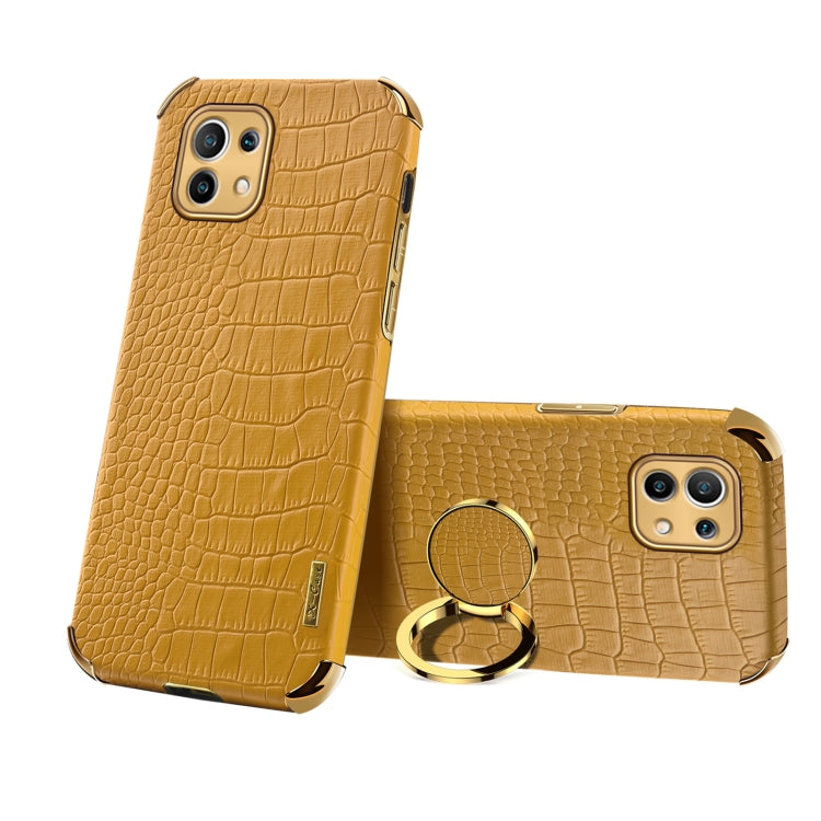 For Xiaomi Mi 11 6D Electroplated TPU Crocodile Pattern Magnetic Leather Case with Ring Holder, For Xiaomi Mi 11