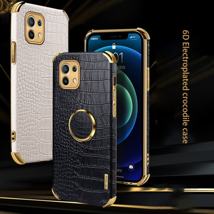 For Xiaomi Mi 11 6D Electroplated TPU Crocodile Pattern Magnetic Leather Case with Ring Holder, For Xiaomi Mi 11