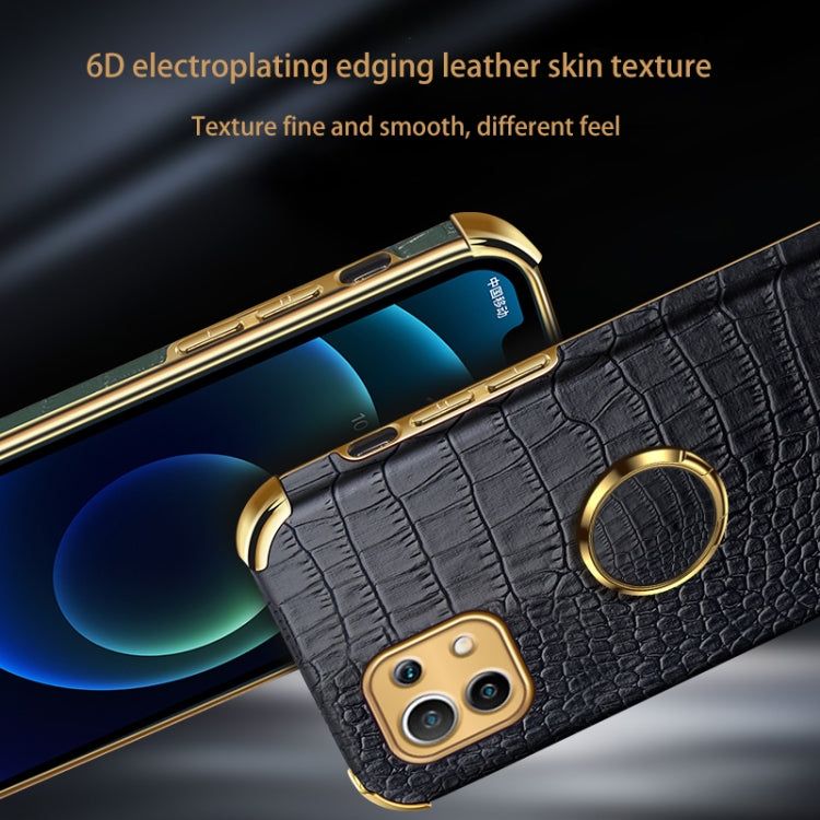 For Xiaomi Mi 11 6D Electroplated TPU Crocodile Pattern Magnetic Leather Case with Ring Holder, For Xiaomi Mi 11