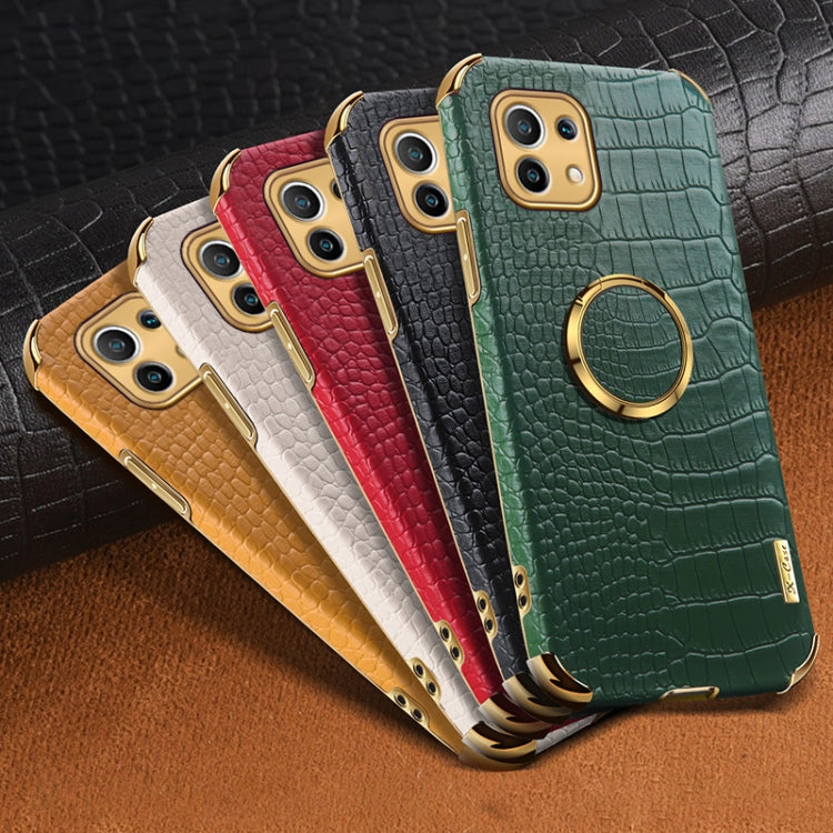 For Xiaomi Mi 11 6D Electroplated TPU Crocodile Pattern Magnetic Leather Case with Ring Holder, For Xiaomi Mi 11