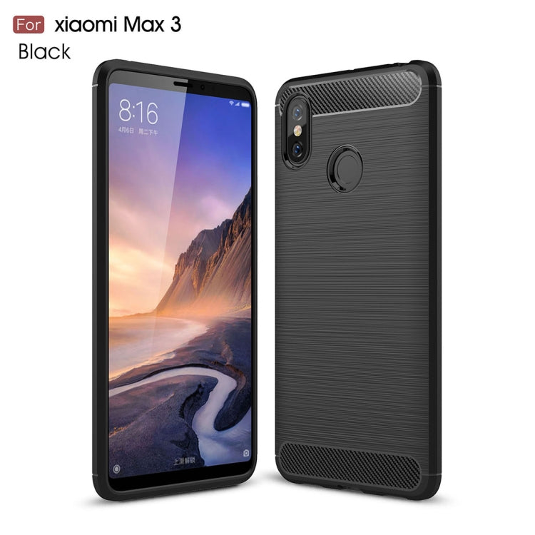 Brushed Texture Carbon Fiber Shockproof TPU Case for Xiaomi Mi Max 3, For Xiaomi Mi Max 3
