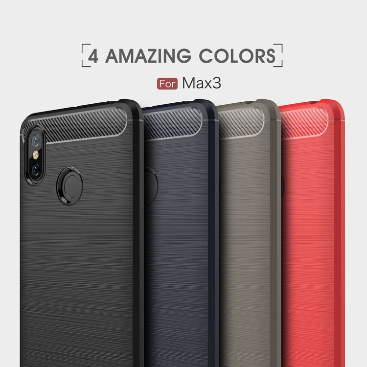 Brushed Texture Carbon Fiber Shockproof TPU Case for Xiaomi Mi Max 3, For Xiaomi Mi Max 3