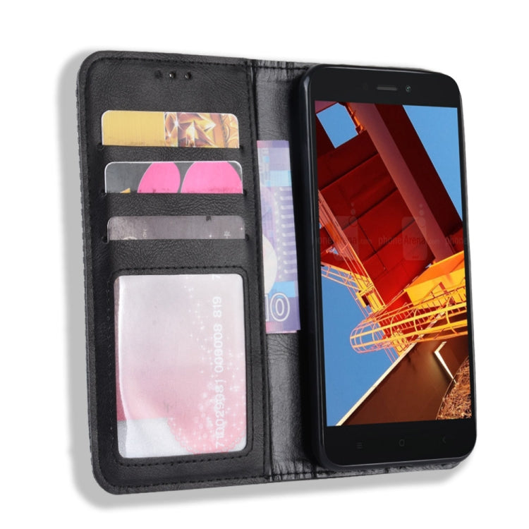 Magnetic Buckle Retro Texture Horizontal Flip Leather Case for Xiaomi Redmi Go, with Holder & Card Slots & Wallet, Xiaomi Redmi Go