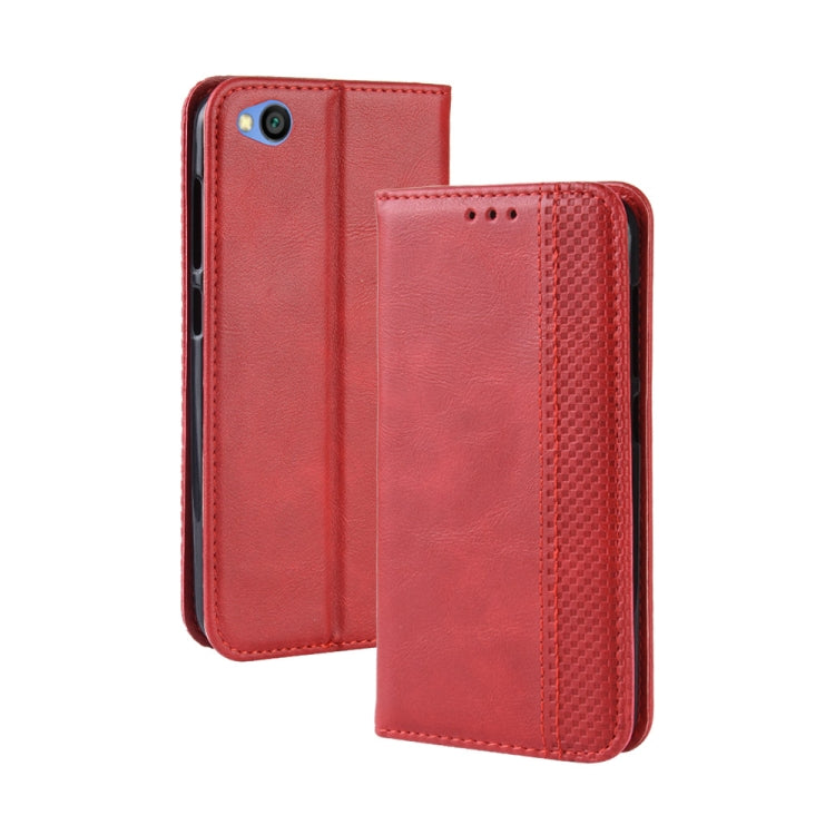 Magnetic Buckle Retro Texture Horizontal Flip Leather Case for Xiaomi Redmi Go, with Holder & Card Slots & Wallet, Xiaomi Redmi Go