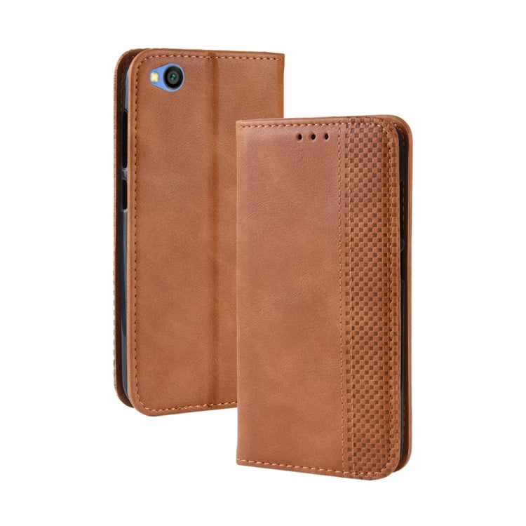 Magnetic Buckle Retro Texture Horizontal Flip Leather Case for Xiaomi Redmi Go, with Holder & Card Slots & Wallet, Xiaomi Redmi Go