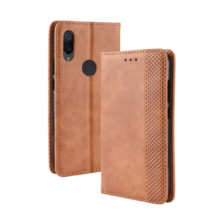 Magnetic Buckle Retro Texture Horizontal Flip Leather Case for Xiaomi Redmi Note 7, with Holder & Card Slots & Wallet, For Redmi Note 7