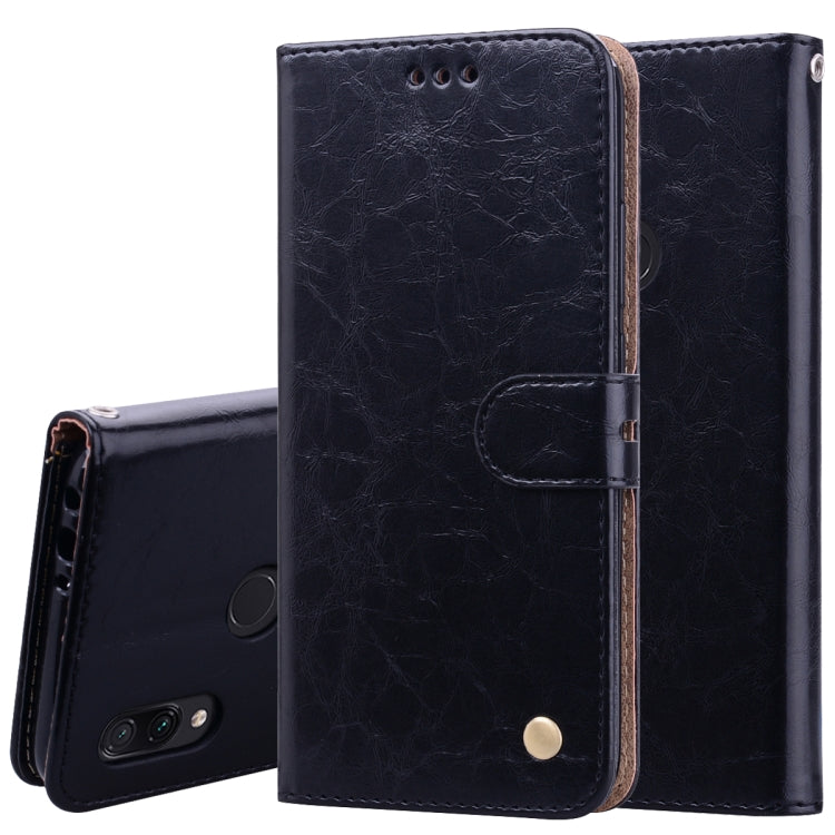 Business Style Oil Wax Texture Horizontal Flip Leather Case for Xiaomi Redmi 7, with Holder & Card Slots & Wallet, For Xiaomi Redmi 7