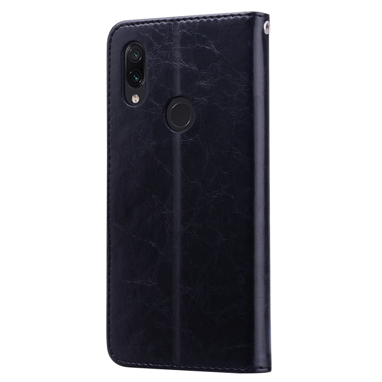Business Style Oil Wax Texture Horizontal Flip Leather Case for Xiaomi Redmi 7, with Holder & Card Slots & Wallet