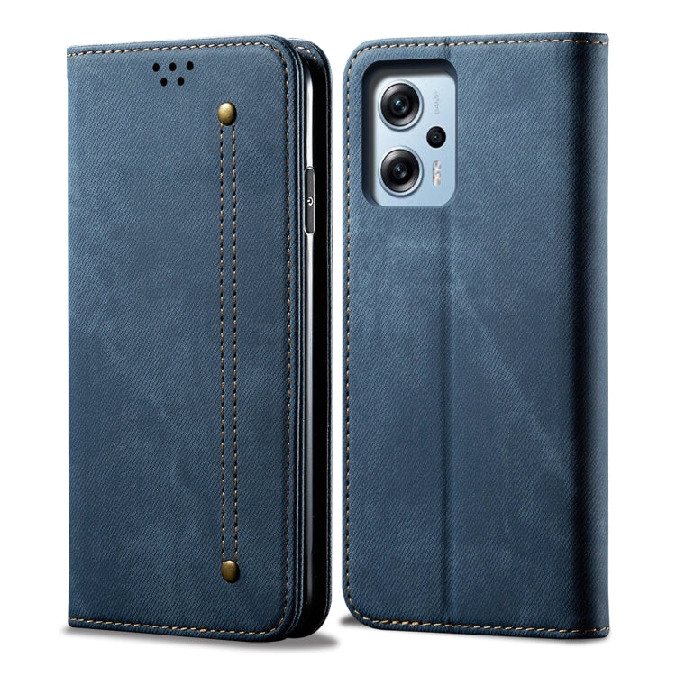 Denim Texture Leather Phone Case For Xiaomi Redmi Note 11T Pro+ / Note 12 T Pro / Poco X4 GT, For Xiaomi Redmi Note 11T Pro+ / Note 12 T Pro / Poco X4 GT