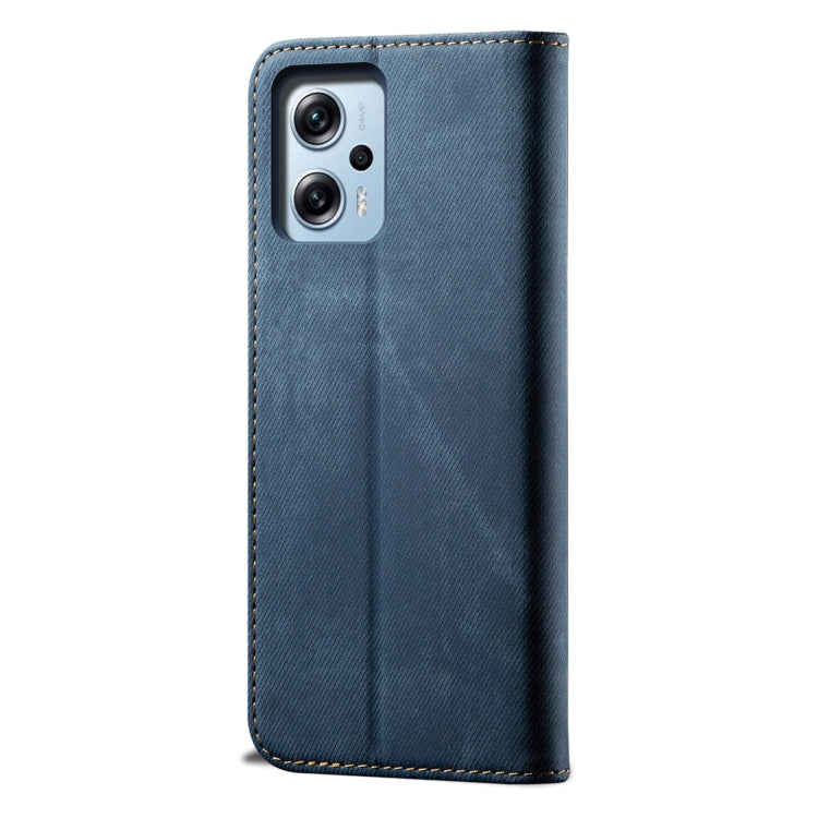 Étui en cuir texturé denim pour Xiaomi Redmi Note 11T Pro+ / Note 12 T Pro / Poco X4 GT