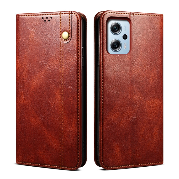 Oil Wax Crazy Horse Texture Leather Phone Case For Xiaomi Redmi Note 11T Pro+ / Note 12 T Pro / Poco X4 GT, For Xiaomi Redmi Note 11T Pro+ / Note 12 T Pro / Poco X4 GT