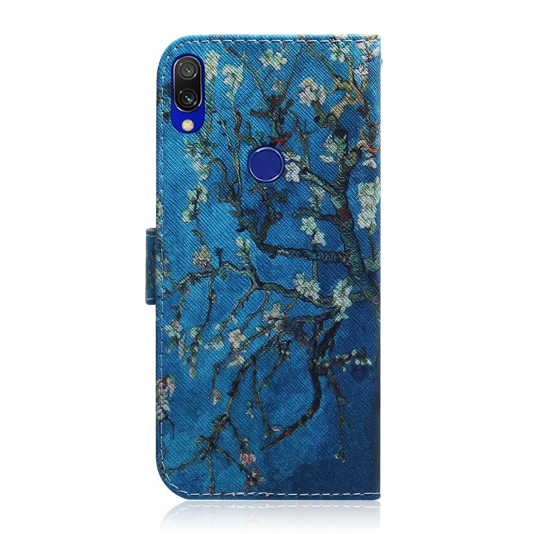 Apricot Flower Pattern Coloured Drawing Horizontal Flip Leather Case for Xiaomi Redmi 7, with Holder & Card Slots & Wallet