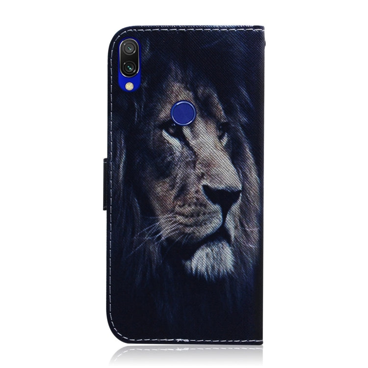 Lion Pattern Coloured Drawing Horizontal Flip Leather Case for Xiaomi Redmi 7, with Holder & Card Slots & Wallet