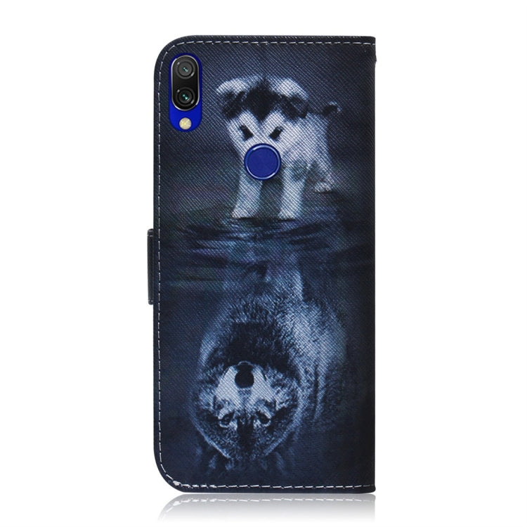 Wolf and Dog Pattern Coloured Drawing Horizontal Flip Leather Case for Xiaomi Redmi 7, with Holder & Card Slots & Wallet