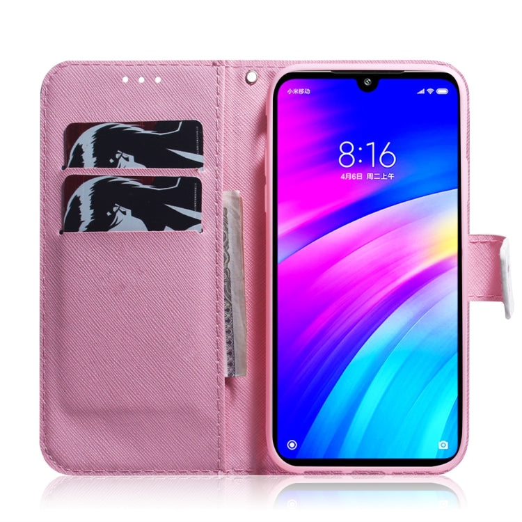 Magnolia Flower Pattern Coloured Drawing Horizontal Flip Leather Case for Xiaomi Redmi 7, with Holder & Card Slots & Wallet
