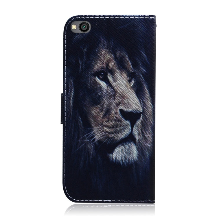 Lion Pattern Coloured Drawing Horizontal Flip Leather Case for Xiaomi Redmi Go, with Holder & Card Slots & Wallet