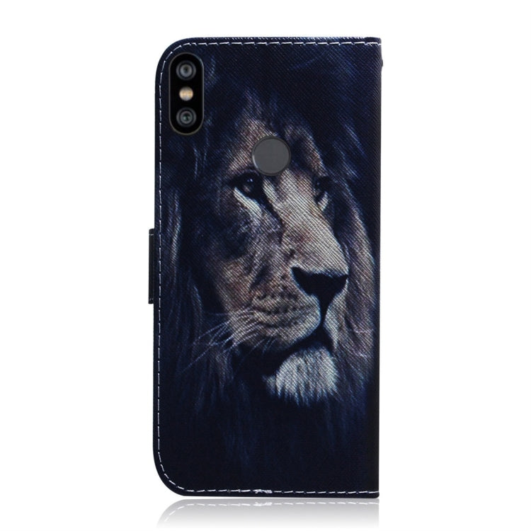 Lion Pattern Coloured Drawing Horizontal Flip Leather Case for Xiaomi Redmi Note 6 / Redmi Note 6 Pro, with Holder & Card Slots & Wallet