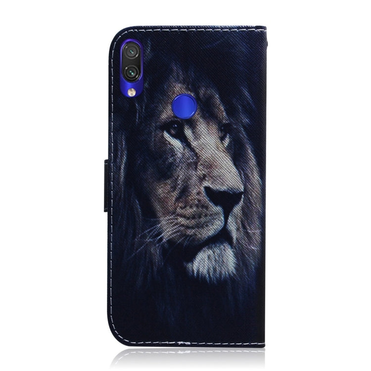 Lion Pattern Coloured Drawing Horizontal Flip Leather Case for Xiaomi Redmi Note 7, with Holder & Card Slots & Wallet