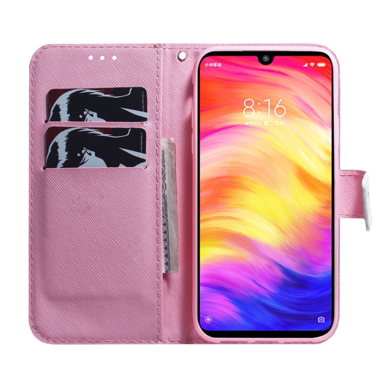 Magnolia Flower Pattern Coloured Drawing Horizontal Flip Leather Case for Xiaomi Redmi Note 7, with Holder & Card Slots & Wallet