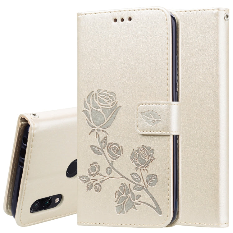 Rose Embossed Horizontal Flip PU Leather Case for Xiaomi Redmi 7, with Holder & Card Slots & Wallet